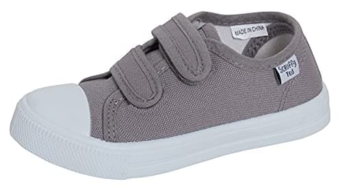 Image of Kids Canvas Shoes Boys Trainers Girls Pumps Unisex Easy Fasten Plimsolls Casual Shoes Grey 10 UK Child