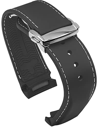 Image of BBZ 20mm 22mm Curved End Rubber Watch Band Compatible with Omega Seamaster 150/300/600 Speedmaster Planet Ocean Sports Silicone Strap Bracelet