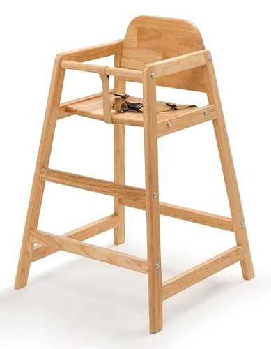 Image of Safetots Simply Stackable Wooden High Chair, Natural, Highchair for Baby and Toddler, Stylish and Practical, Baby Highchair for Your Home or Space Saving High Chair for Restaurant