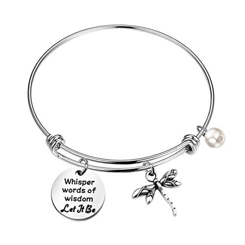 Image of CENWA Dragonfly Gift Dragonfly Jewelry Whisper Words of Wisdom Let It Be Keychain Inspirational Gift For Woman Best Friend, Grey, 1.2*5