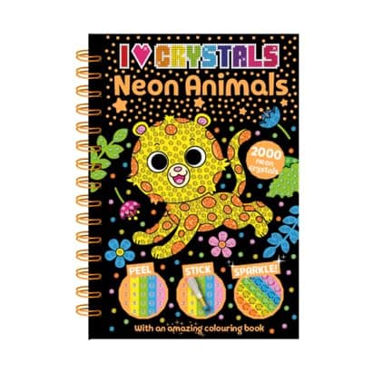 Image of Bookoli | Neon Animals I Love Crystals Book | Diamond Painting for Kids | Children's Craft Activity for Ages 6 to 9 | with Colouring Book & Over 2000 Neon Crystals