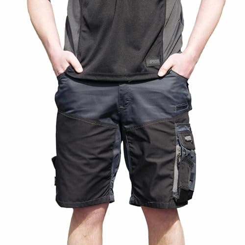 Image of Tool Monkey Apache ATS Cargo Work Shorts with Comfort Stretch Waist (UK, Waist, 34, Regular, Regular, Grey/Black)