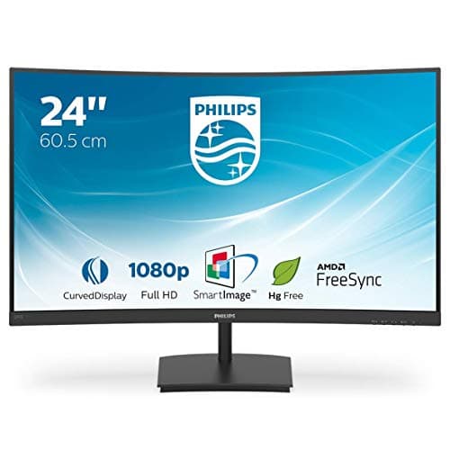 Image of Philips 241E1SC - 24 Inch FHD Curved Monitor, 75Hz, VA, 4ms, AMD FreeSync, SmartImage, LowBlue Mode (1920 x 1080, 250 cd/m², HDMI/VGA)