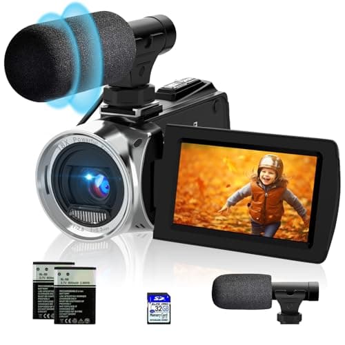 Image of ISHARE Video Camera 4K 48MP Camcorder,Digital YouTube Vlogging Camera Recorder 270° Degrees Flip Screen with 2 Batteries and a 32G SD card