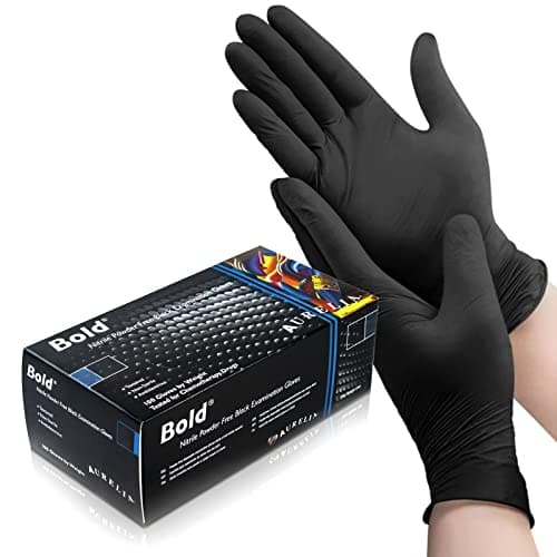 Image of UK BEST BRANDS (100) Black Nitrile Disposable Gloves (medium) - heavy duty - tattooist tattoo mechanic - latex and powder free