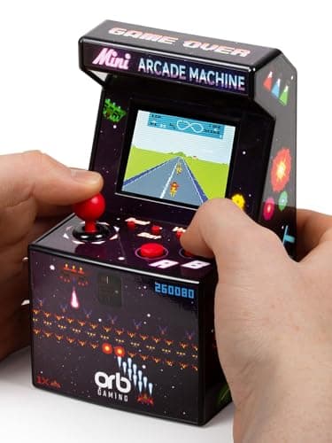 Image of Mini Arcade Machine, 240 Built-In 8-Bit Games, 2.5” Full Colour Screen, 8-Way Joystick, Handheld Retro Games Console – Orb Gaming by ThumbsUp!