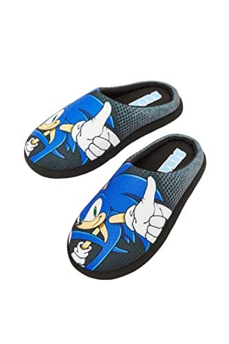 Image of Sonic The Hedgehog, Mens / Older Boys Slippers Black / Blue Size 7-12 UK (Black, 9, numeric_9)