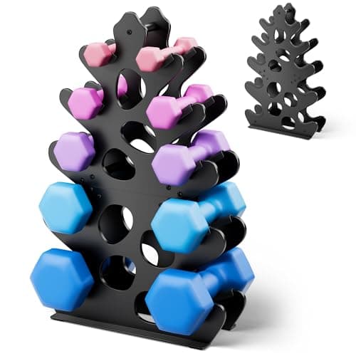 Image of 5 Tier Metal Dumbbell Rack, Weight Rack For Home Gym, Dumbbell Stand for Free Weights,upgraded