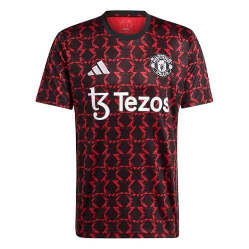 Image of adidas Manchester United Men's Red/Black Prematch Jersey 23/24, Black, L