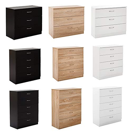 Image of Panana Chest of Drawers with Metal Handles and Runners 3/4/5 Drawer Bedside Storage Cabinet for Bedroom Living Room Hallway (White, 4 Drawer)
