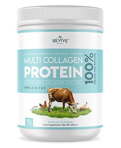 Image of Vanilla Multi Collagen Protein Powder - 400g - Unsweetened - 5 Types of Collagen Peptides - Hydrolysed Grass Fed Bovine, Wild Caught Marine & Free-Range Chicken - Keto Approved