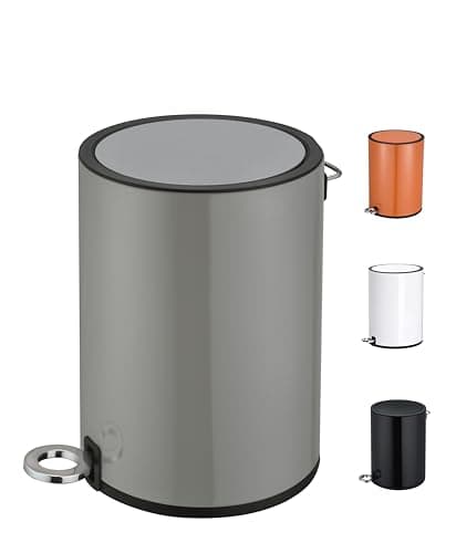 Image of FurnitureXtra™ Modern Style Powder Coated Soft Close Pedal Bin, Plastic Inner bucket, ABS lid (Grey 3L)