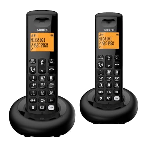 Image of ALCATEL E260 SVoice Duo - DECT Cordless Phone with Answering Machine - Compact Design - Large Backlit Display - Handsfree - Unwanted Call Blocking - 2 Handsets - Black