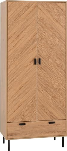 Image of Seconique Leon 2 Door 1 Drawer Wardrobe in Medium Oak Effect