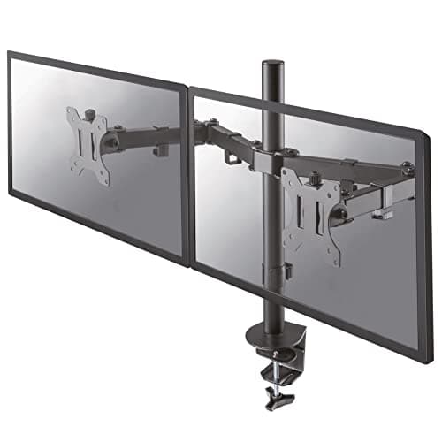 Image of Newstar FPMA-D550DBLACK Full Motion Dual Desk Mount (clamp & grommet) for two 10-27" Monitor Screens, Height Adjustable - Black