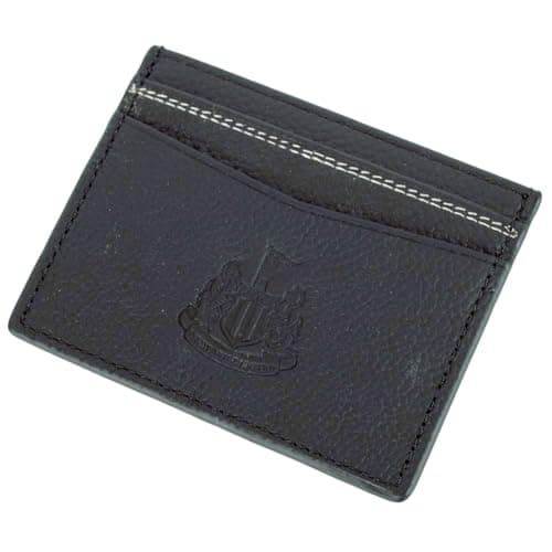 Image of Newcastle United FC Leather Card Wallet, Black, Debossed Crest, 5 Card Slots, 10cm x 8cm