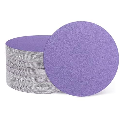 Image of sourcing map 50 Pcs 125mm (5 Inch) Sanding Disc 180 Grit Hook and Loop Sandpaper Random Orbital Sander Pads for Woodworking Automotive Metal Polishing, Purple