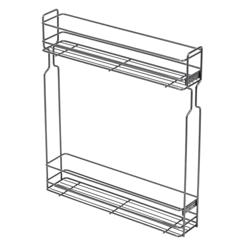Image of B2C Kitchen Cargo Pull Out Basket 2 Tier Soft Closing Cabinet Storage Wire Drower Organizer Soft Close Metal Caddy With Slides (Anthracite, 150mm)
