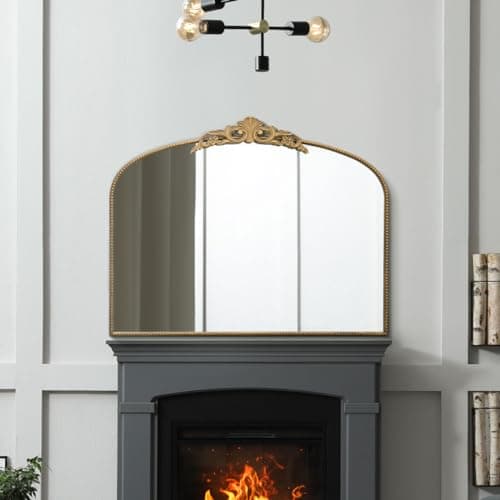 Image of MirrorOutlet The Crown - Gold Metal Framed Classic Arched Wall Mirror with Feature Crown 40" X 31" (102CM X 80CM) Black. 2cm Wide Frame and 3cm Deep.