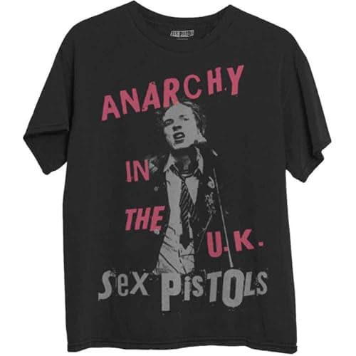 Image of The Sex Pistols T Shirt Anarchy in The UK Band Logo Official Mens Black L