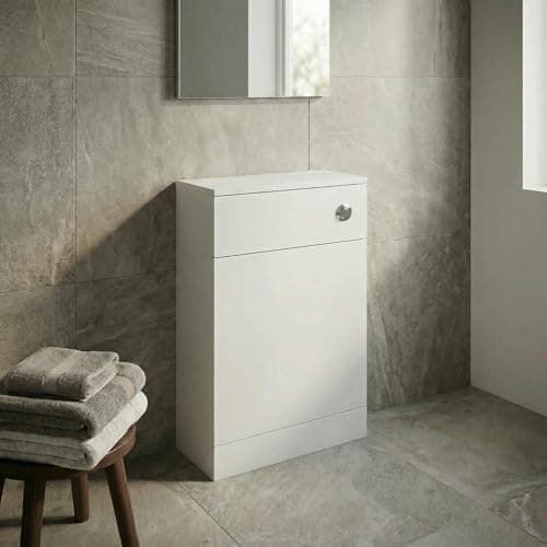 Image of Baystone 500mm Bathroom Cloakroom Back to Wall BTW Toilet Modern Furniture Unit Only, Flat Pack, Freestanding, Matt White