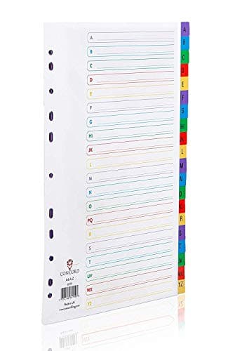 Image of A4 A-Z 20 Part File Ring Binder Index Dividers Mylar Reinforced