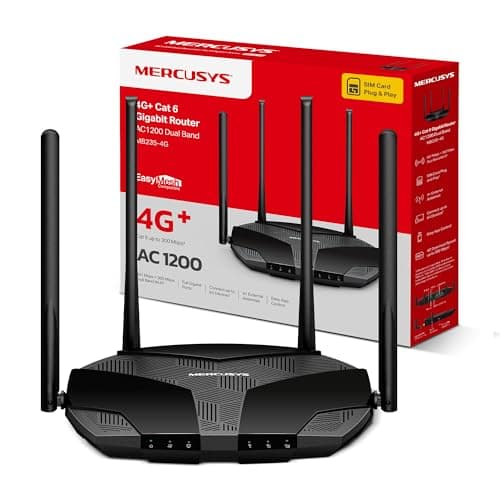 Image of MERCUSYS MB235-4G Cat6 AC1200 Routers,4G Router with Sim Slot, Dual-Band TP-Link WiFi Router,EasyMesh,4G LTE Plug and Play,VPN Encryption,Detachable LTE Antennas,APP Control,WAN-LAN