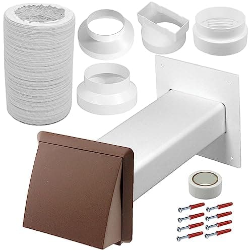 Image of SPARES2GO Air Conditioner External Vent Kit 4" 5" 6" 100mm 125mm 150mm Universal Exterior Wall Duct Set (Brown)