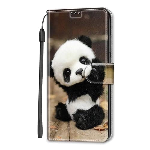 Image of Dfjhure for Samsung A56 Case Leather Flip Wallet Phone Case Cover Silicone Shockproof Bumper Cover Stand View Cover with Card Slots Phone Case For Samsung Galaxy A56 5G- Panda
