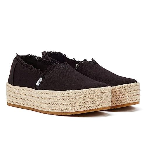 Image of TOMS Women's Alpargata Espadrille Flats - Sustainable Slip-On Shoes with Rope Wrap Platform and Durable Textile Uppers Black