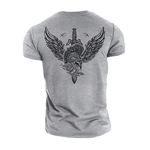 Image of GYMTIER Short Sword - Spartan Forged - Men's Gym T-Shirt - Bodybuilding Workout Top, Sport Grey, 5XL