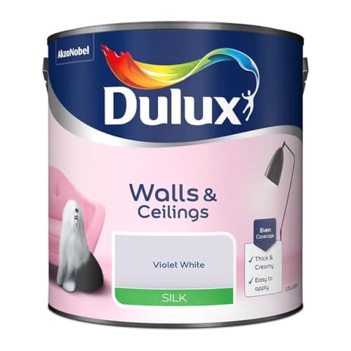 Image of Violet White & Ceilings Silk Emulsion Paint 2.5 L – Smooth Washable Silk Finish, Quick Dry, Low-VOC, Easy Application for Interior Walls & Ceilings