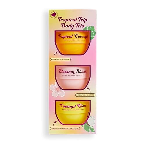 Image of I Heart Revolution, Tropical Trip Body Cream Trio, Ultra Moisturising Body Lotion For Soft Skin, Three Summer Scents, Vegan & Cruelty-Free