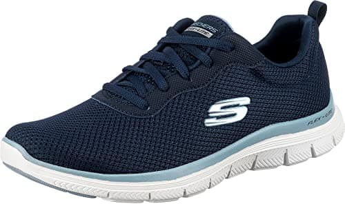 Image of Skechers Women's Flex Appeal 4.0 Brilliant View Sneaker, Navy Mesh Bluen Trim, 3 UK