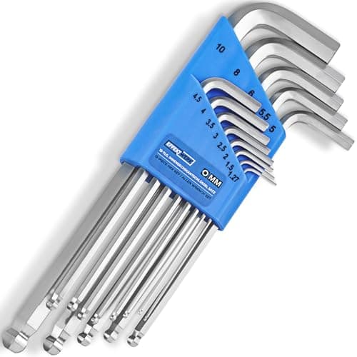 Image of Effektwerk 13-Piece Allen Key Set (1.27 - 10 mm), Hex Keys w/ Long Arm Ball End Design, Hexagonal Wrench Set for Bike & Electronics Repair & Furniture Assembly, Storage Clip w/ Metric Sizes