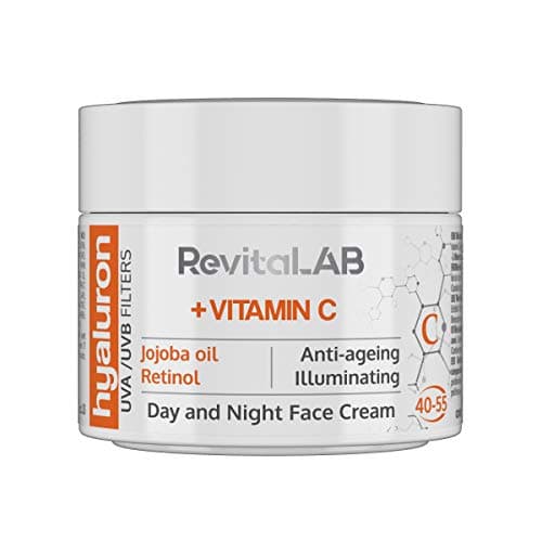 Image of RevitaLAB Hyaluron Anti-Ageing Day and Night Cream, Enriched with Vitamins A, B3, B5, E, C, Jojoba Oil and UV Filters, for Ages 40 – 55, 50 ml