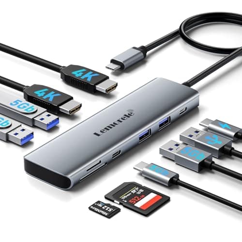 Image of Lemorele Aluminum Docking Station Dual HDMI, 10-in-1 USB C Hub to 2 HDMI 4K, 4 USB 3.0/2.0, 100W PD Fast Charging, SD/TF Dual Display Multiport Adapter for Macbook/Dell/Acer/Lenovo/Acer etc.
