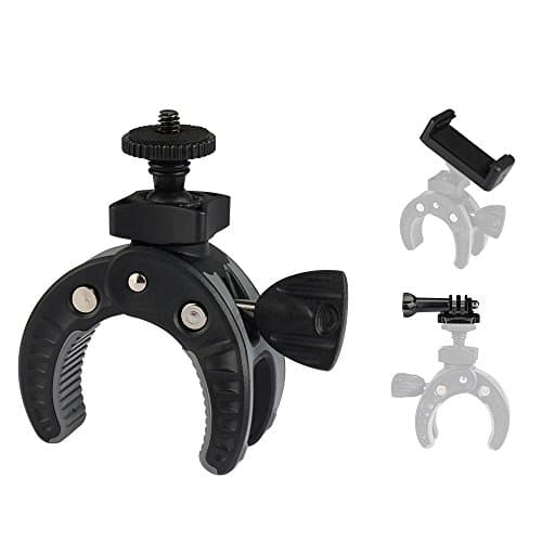 Image of UTEBIT Camera Mount Clamp & Phone Holder for Handlebar de Motorcycle/Bike Rod, Cross Bar, Camera Mount with 1/4 Screw & 360 Rotation Ballhead Compatible for DSLR Camera