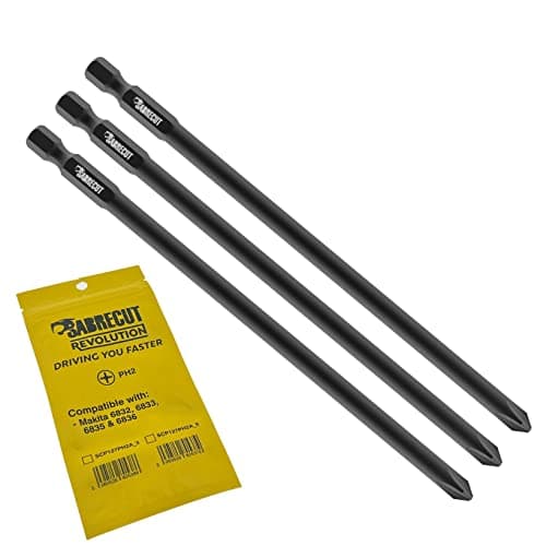 Image of 3 x SabreCut SC127PH2A_3 127mm PH2 Compatible with Makita 6832 6833 6835 6836 6837 DWD P-66254 Autofeed Collated Drywall Screwdriver Gun Bit Single Ended Phillips No.2 Heavy Duty