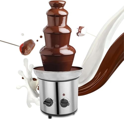 Image of WUDLEP 4 Tier Chocolate Fountain Machine, 220V Electric Chocolate Melting Fountain Machine, Large Fondue Sets for Chocolate, Party Wedding and Birthday