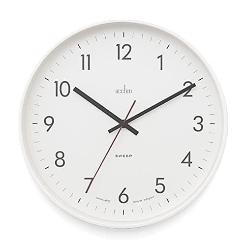 Image of Acctim Aster Non-Ticking Sweep Sleek Wall Clock (White)