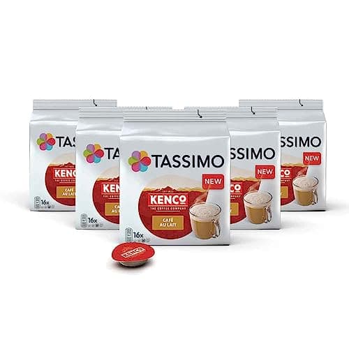 Image of Tassimo Kenco Café au Lait Coffee Pods x16 (Pack of 5, Total 80 Capsules)