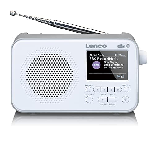 Image of Lenco PDR-036 Portable DAB+ Radio - Bluetooth 5.0 - PLL FM Radio - 4 Memory Space Buttons - 2.4 Inch Colour Display - Integrated Battery - Clock - Sleep Timer - White