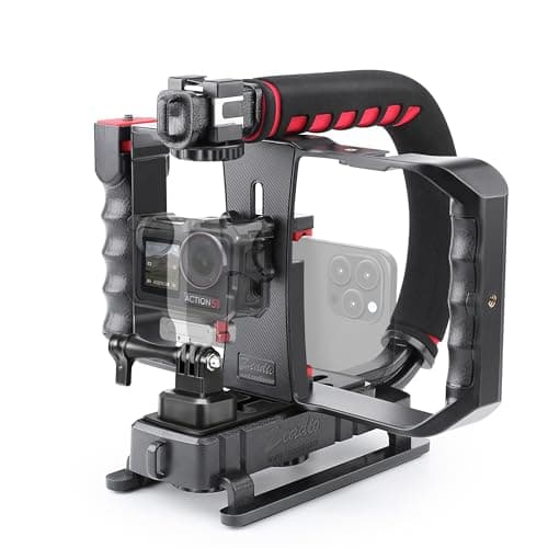 Image of Zeadio Smartphone Camera Stabilizer, Portable Handle Grip Handheld Video Rig, Fits for All Camcorder, Camera, DSLR and All iPhone and Android Smartphones