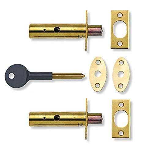 Image of Yale P-2PM444-PB-2 Door Security Bolt, Polished Brass Finish, pack of 2, Standard Security, Visi Packed, suitable for hinged and wooden doors
