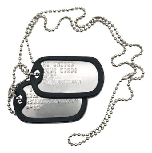 Image of Military Dog Tags - Set of 2 Personalised Stainless Steel Nickel Plated Army Style Dog ID Tags with Ball Chains & silencers Read Description to See How to ADD Personalisation