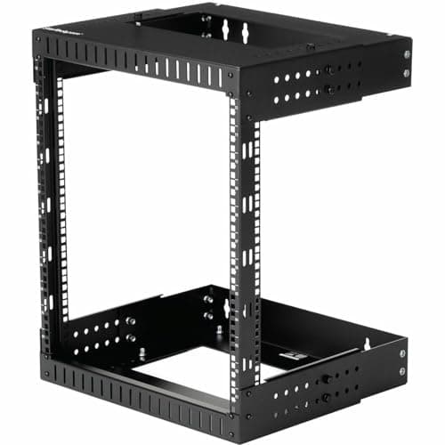 Image of StarTech.com 2-Post 12U Heavy-Duty Wall Mount Network Rack, 19" Open Frame Server Rack with Adjustable Depth, Wall Mount Data Rack for IT / AV / Patch Panel / Computer Equipment (RK12WALLOA)