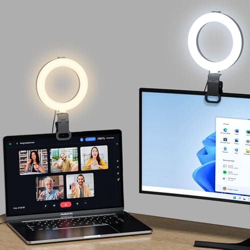 Image of Ring Light for Computer Video Conference - Webcam Light for Monitor Clip On Remote Working Distance Learning Zoom Call Self Broadcasting and Live Streaming Influencer Light Laptop Video Conferencing