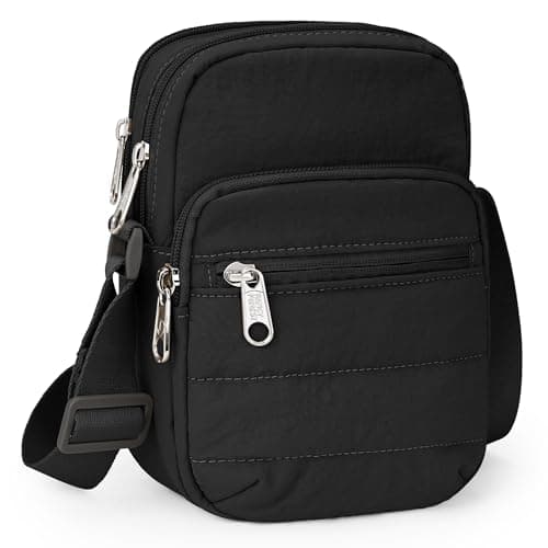 Image of KALIDI Quilted Crossbody Shoulder Bag for Women with RFID Blocking Card Holder,Multiple Zipper Pockets,Adjustable Strap for Work,Travel,Daily
