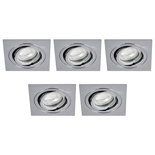 Image of LITECRAFT Recessed Downlight Tiltable Square IP65 Rated Spotlight - (Satin Nickel, Pack of 5)